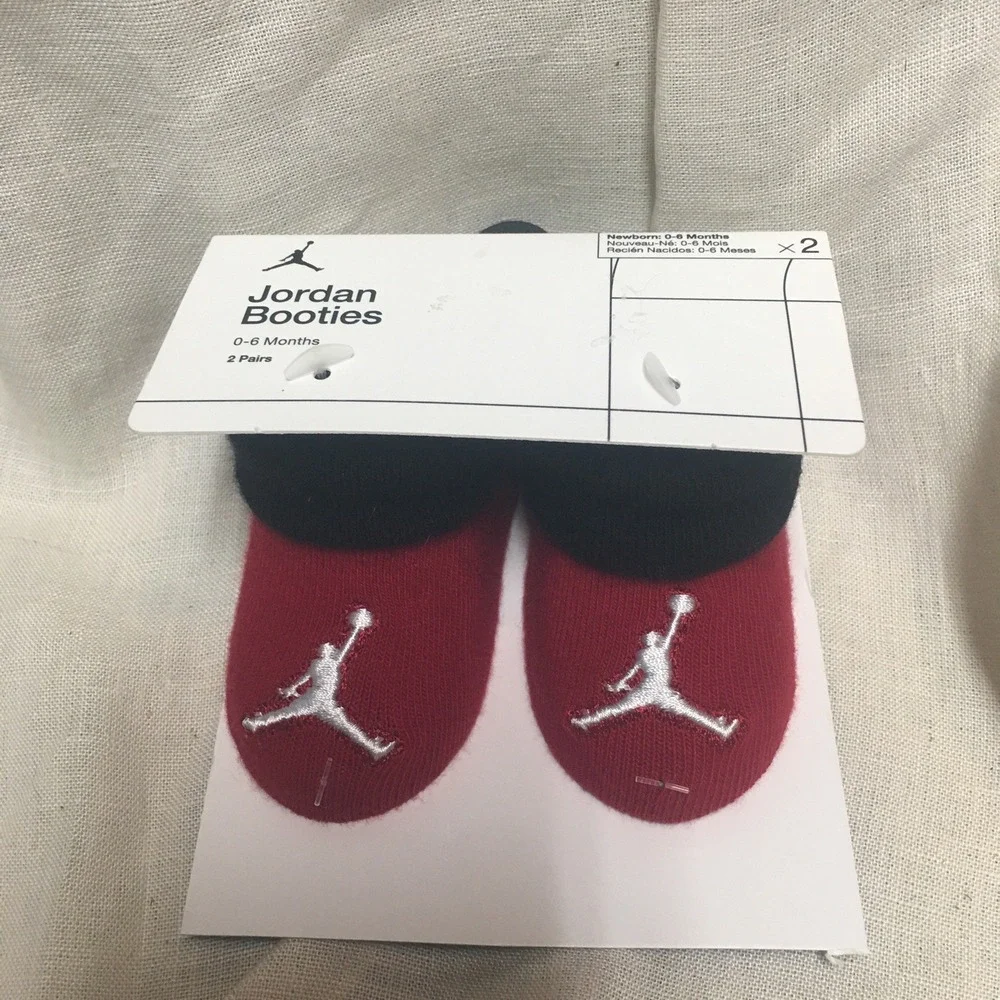 New Jordan Newborn Booties 0-6 Months Red Black White Jumpman‎ Logo